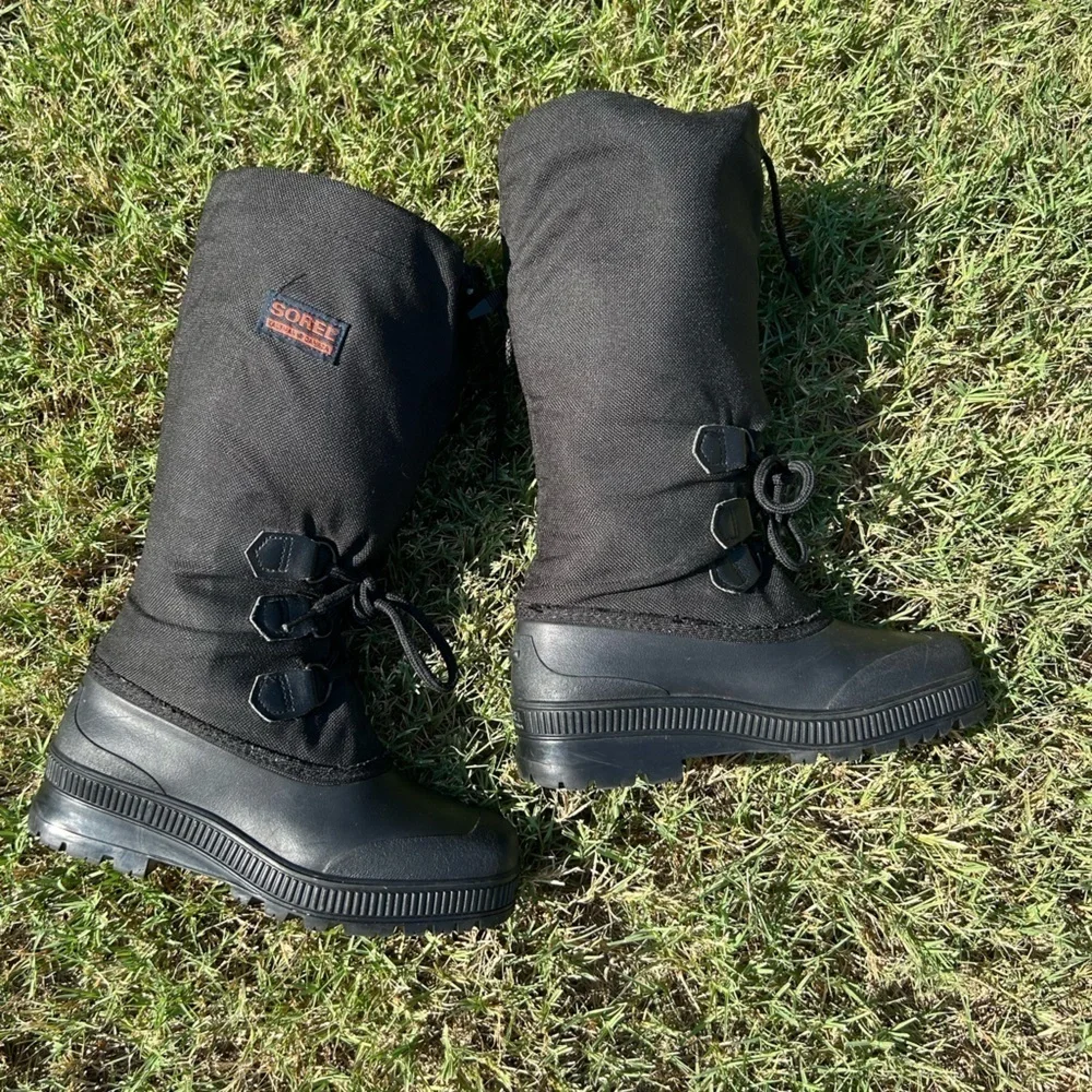 Sorel Kaufman canada black boots Vintage snowcap felt lined & waterproof Sz-6. B